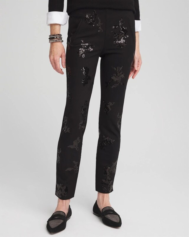 Juliet Floral Sequin Ankle Pants - image 1